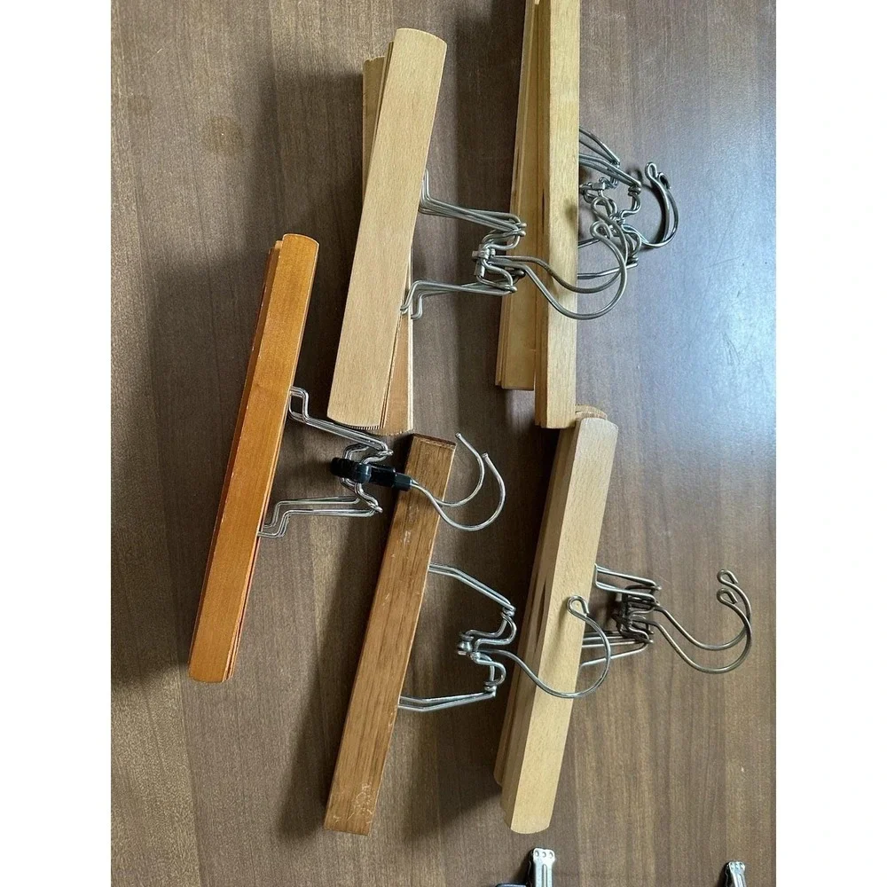 Set of 9 Wooden Pants Hangers Unmarked for Bottoms/Skirts